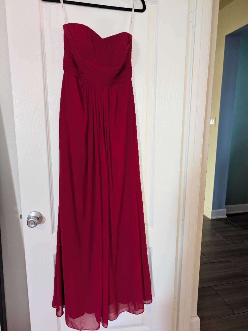 David's Bridal Strapless Bridesmaid Dress